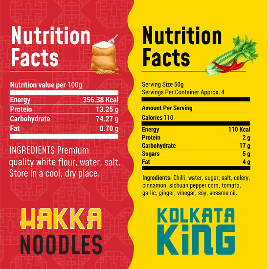 MasterChow Schezwan Noodle Pack - Hakka Noodles (300g) and Kolkata King Schezwan Cooking Sauce (220g) | No Artificial Color | Fresh From the Kitchen | Serve 4-5