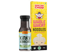 MasterChow Healthy Noodle Pack - Whole Wheat Noodles (300 gm) and Holy Basil Kinky Korean Stir Fry Cooking Sauce (220gm) | No Artificial Color | No Maida, Not Fried |Fresh From the Kitchen | Serves 4-5 Meals