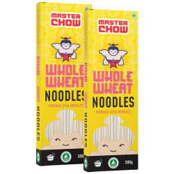 MasterChow Healthy Whole Wheat Noodles- Pack of 2 | 100% Atta | No Maida, Not Fried | Serves 10 Meals - 600gms