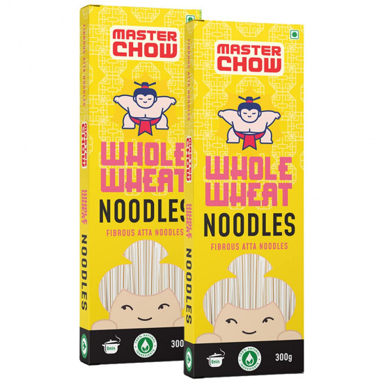 MasterChow Healthy Whole Wheat Noodles- Pack of 2 | 100% Atta | No Maida, Not Fried | Serves 10 Meals - 600gms