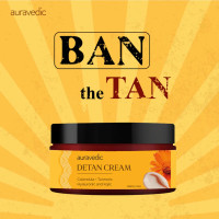 Auravedic Detan Cream for Tan Removal with Vitamin E Vitamin C Turmeric De Tan Cream for Suntan Removal 100g with Hyaluronic acid Alpha-Arbutin After Sun Niacinamide moisturizer for Women Men