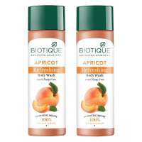 Biotique Bio Apricot Refreshing Body Wash | Keeps Skin Fresh and Clean | Brightens Skin and Reducing Dark Spots | 100% Botanical Extracts | Suitable for All Skin Types | (Pack Of 2)