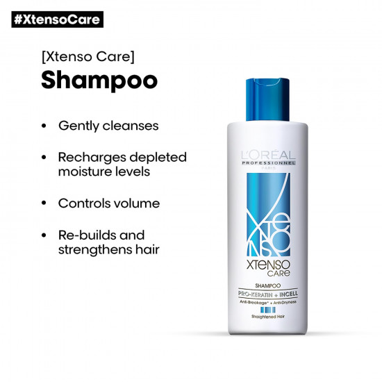 L'OREAL PROFESSIONNEL PARIS Xtenso Care Shampoo + Mask + Serum Combo Pack For Straightened Hair (250Ml + 196Gm + 50Ml)| Hair Care Regimen For Straightened Hair