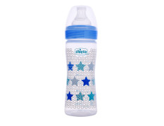 Chicco Well-Being 250 ml Feeding Plastic Bottle, Advanced Anti-Colic System, BPA Free, Hygienic Silicone Teat (Blue)