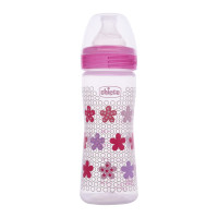 Chicco Well-Being 250 ml Feeding Plastic Bottle, Advanced Anti-Colic System, BPA Free, Hygienic Silicone Teat (Pink)