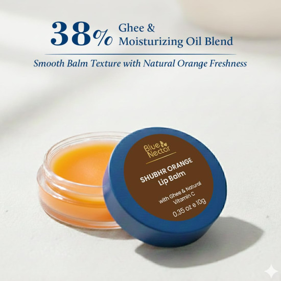 Blue Nectar Shubhr Orange Lip Balm & Gloss with Ghee And Natural Vitamin C for Dry Chapped Lips|100% Ayurvedic|Paraben & Sulphate Free| (10g, 10 Herbs) Blue Nectar Shubhr Orange Lip Balm & Gloss with Ghee And Natural Vitamin C for Dry Chapped Lips|100% Ayurvedic|Paraben & Sulphate Free| (10g, 10 Herbs)