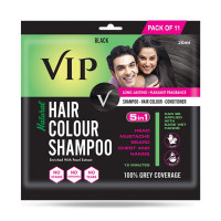 VIP Hair Colour Shampoo Men and Women Natural Black 20ml (Pack of 11)