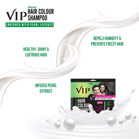 VIP Hair Colour Shampoo Men and Women Natural Black 20ml (Pack of 11)