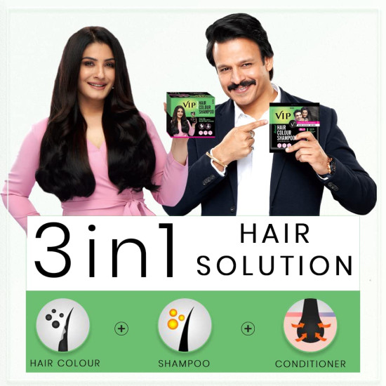 VIP Hair Colour Shampoo Pack (Black, 40 ml (Pack of 3))