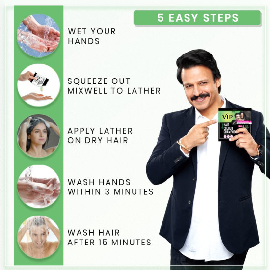 VIP Hair Colour Shampoo Pack (Black, 40 ml (Pack of 3))