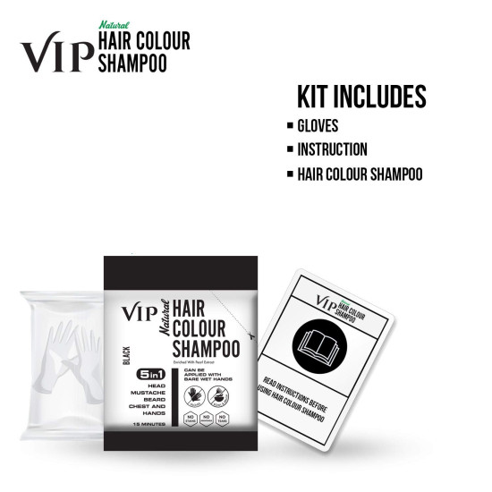 VIP Hair Colour Shampoo Pack (Black, 40 ml (Pack of 3))