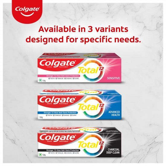 Colgate Total Whole Mouth Health, Antibacterial Toothpaste, 120gm + 120gm (240gm) (Advanced Health, Saver Pack), World's No. 1* Germ-fighting Toothpaste