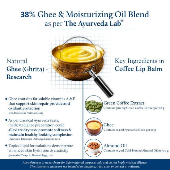 Blue Nectar Shubhr Coffee Lip Balm with Ghee for dryness and lips brightening |100% Ayurvedic|Paraben & Sulphate Free| (10g, 10 Herbs)