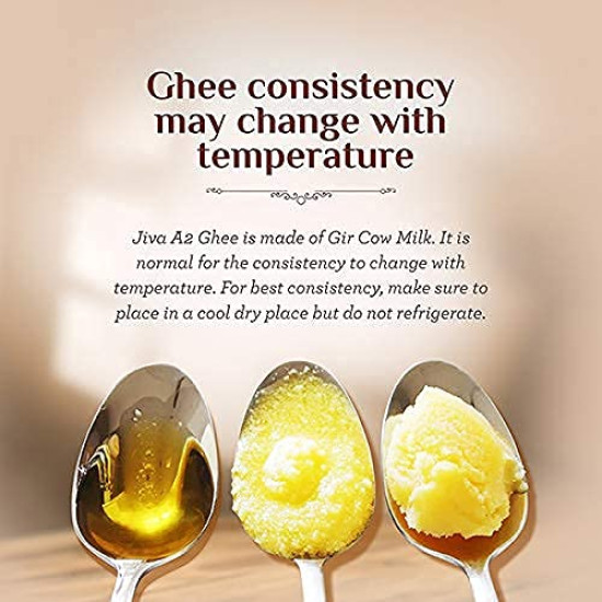Jiva A2 Gir Desi Cow Ghee 300 ml (Pack of 2) | Pure Desi Ghee | Bilona Curd Churned | Grass-fed Cultured Ghee | Pure, Natural, Healthy | Glass Jar