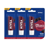 Nivea Lip Balm, Fruity Berry Shine, 4.8g (Pack of 3)