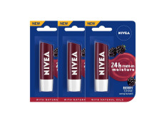 Nivea Lip Balm, Fruity Berry Shine, 4.8g (Pack of 3)
