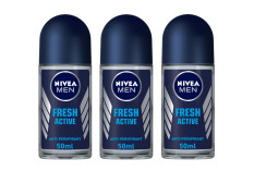Nivea Fresh Active Deodorant Roll On for Men, 50ml, (Pack of 3)