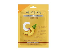 POND'S Vitamin C Brightening Sheet Mask, With Pineapple Extract For Clear Glowing Skin, Paraben Free, Biodegradable Fabric, 25 ml