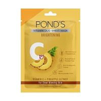 POND'S Vitamin C Brightening Sheet Mask, With Pineapple Extract For Clear Glowing Skin, Paraben Free, Biodegradable Fabric, 25 ml