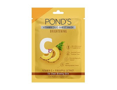 POND'S Vitamin C Brightening Sheet Mask, With Pineapple Extract For Clear Glowing Skin, Paraben Free, Biodegradable Fabric, 25 ml