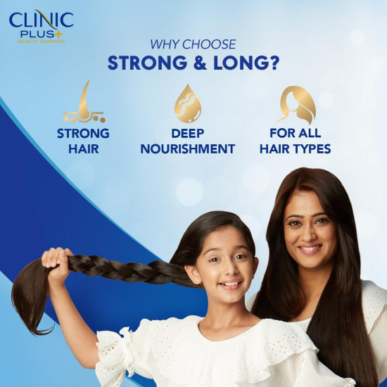 Clinic Plus Strong & Long, Strengthening Shampoo, 1L, for Healthy & Long Hair, with Milk Proteins & Multivitamins