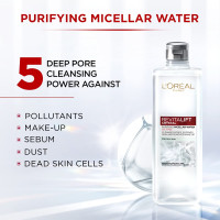 L'Oréal Paris Purifying Micellar Water, Cleanses pores and Removes Makeup, With Oil-Free Technology, Revitalift Crystal, 400ml