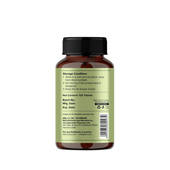 Jiva Ashwagandha Tablet - 120 Tablets | Ayurvedic Ashwagandha Supplement for Body, Boost Energy & Immunity, Stress Relief, Rejuvenates Mind, Improves Strength | Helpful in Kapha & Vata Doshas