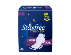 Stayfree Secure Nights XXL | 40 Pads| Cottony Soft Sanitary Pads for Women | Upto 100% leakage protection | Buy XXL at XL price | Absorbs 2x Faster with Wider Back |