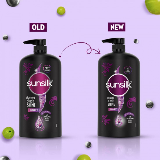 Sunsilk Black Shine, Shampoo, 1L, for Shiny, Moisturised & Fuller Hair, with Amla + Oil & Pearl Protein, Paraben-Free
