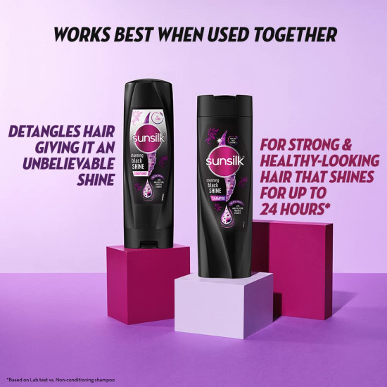 Sunsilk Stunning Black Shine Shampoo 360 ml, With Amla + Oil & Pearl Protein, Gives Shiny, Moisturised, Fuller Hair