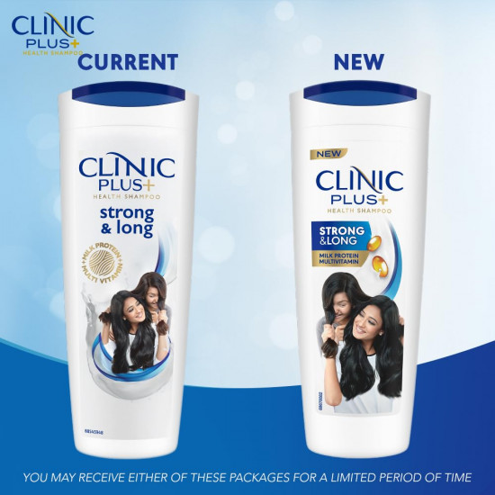 Clinic Plus Strong & Long Shampoo 355Ml, With Milk Proteins & Multivitamins For Healthy And Long Hair - Strengthening Shampoo For Hair Growth