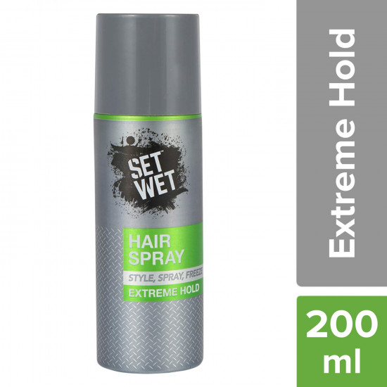 Set Wet Extreme Hold, Hair Spray for Men, Style-Spray-Freeze,Bottle 200 ml & Set Wet Cool Hold Strength Hair Gel, 250 ml