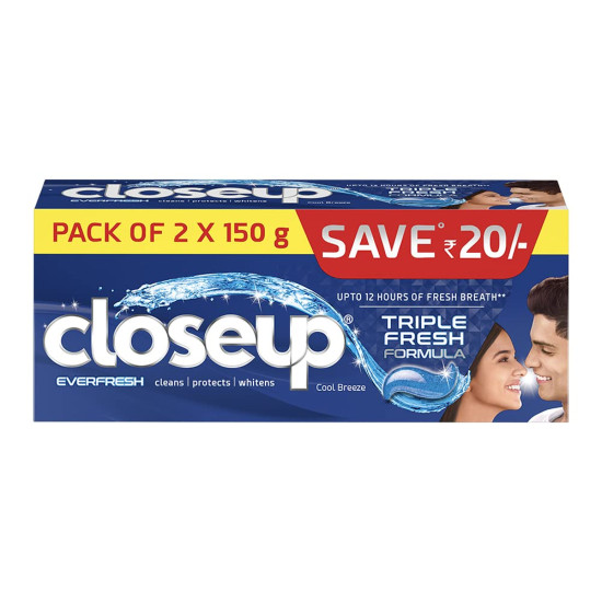 Closeup Cool Breeze Toothpaste| Instant Freshness | From India's No. 1 Gel Toothpaste| upto 12 hrs fresh breath & white teeth | 300g