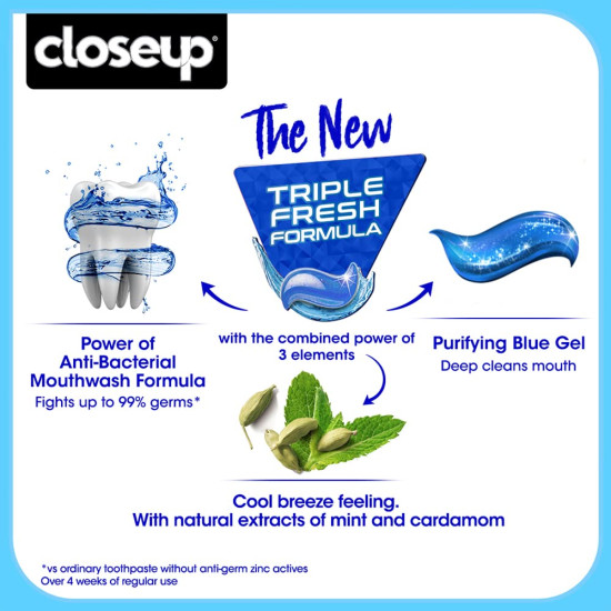 Closeup Cool Breeze Toothpaste| Instant Freshness | From India's No. 1 Gel Toothpaste| upto 12 hrs fresh breath & white teeth | 300g