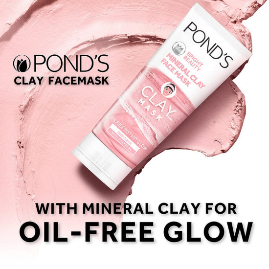 POND'S Bright Beauty Mineral Clay Vitamin B3, 4X Oil Absorbing, Brightening, Clay Mask For Oil Free Instant Glow, Face Mask 90 g