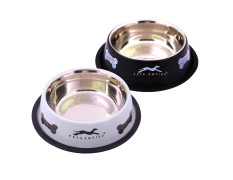 Pets Empire Dog Bowl| Anti-Skid Stainless Steel Bowls for Puppy and Cat | Food & Water Bowl | Cat Bowl | Gifts for Dogs Birthday | Black & Grey Color Combo, Medium Size - 700ml