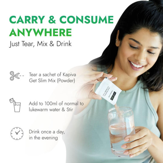 Kapiva Get Slim Mix | Blend of 10 Weight-Care Ingredients | Long-term Weight Care | No preservatives | 15 sachets, Pack of 2