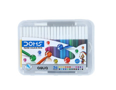 DOMS Aqua 24 Shades Watercolour Sketch Pen Set | Unique Push Resistant Tip With Bright & Intense Colors | Non-Toxic & Safe For Kids | Colourful Sketching, Doodling & Mandala Art | Pack of 1