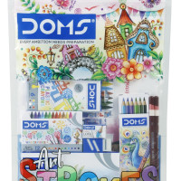 Doms Art Strokes Kit | Perfect Value Pack | Kit for Creative Minds | Gifting Range for Kids | Combination of 10 Stationery Items | Pack of 1