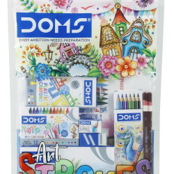 Doms Art Strokes Kit | Perfect Value Pack | Kit for Creative Minds | Gifting Range for Kids | Combination of 10 Stationery Items | Pack of 1
