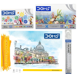 Doms Art Strokes Kit | Perfect Value Pack | Kit for Creative Minds | Gifting Range for Kids | Combination of 10 Stationery Items | Pack of 1