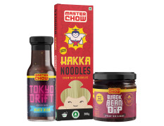 MasterChow Black Bean Jajangmyeon Combo Pack with Hakka Noodles (300 gm), Black bean Dipping sauce (200 gm) and Tokyo drift Black Bean sauce (220gm) | Made with Fermented Black Bean & Chilli Oil | No Artificial Color | Serves 4-5 Meals
