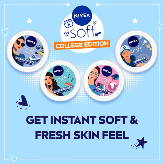Nivea Soft Moisturizer for Face, Hand & Body, Non Sticky Cream, Sporty College Edition, 100 ml