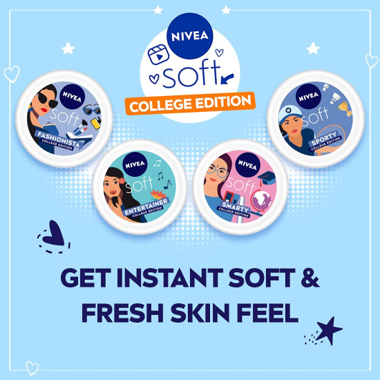 Nivea Soft Moisturizer for Face, Hand & Body, Non Sticky Cream, Smarty College Edition, 200 ml