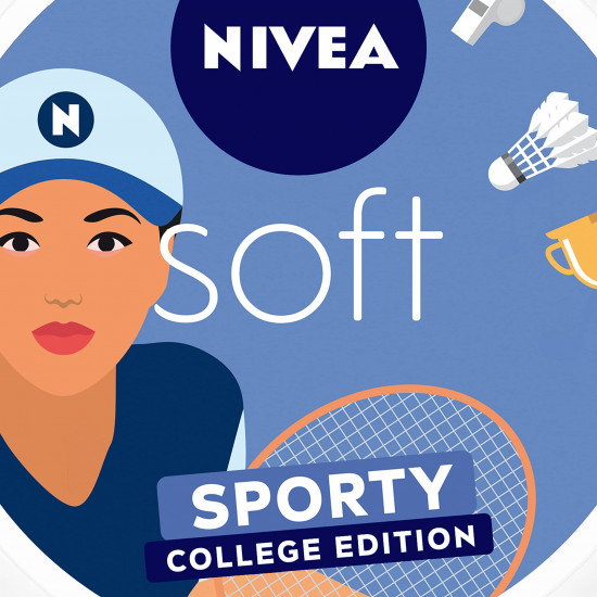 Nivea Soft Moisturizer for Face, Hand & Body, Non Sticky Cream, Sporty College Edition, 200 ml