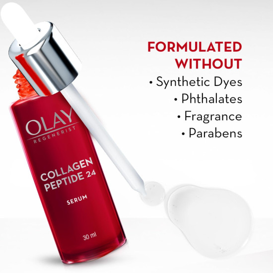 Olay Face Serum | Clear and Even Skin | Fights Dullness and Provides Radiant Glow| Normal, Oily, Dry, Combination Skin | Paraben and Sulphate Free (30ml, Collagen Peptide 24) Olay Face Serum | Clear and Even Skin | Fights Dullness and Provides Radiant Glow| Normal, Oily, Dry, Combination Skin | Paraben and Sulphate Free (30ml, Collagen Peptide 24)