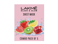 Lakme Blush & Glow Sheet Mask, Pack of 5, Fruit Facial Like Glow!