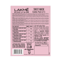 Lakme Blush & Glow Sheet Mask, Pack of 5, Fruit Facial Like Glow!