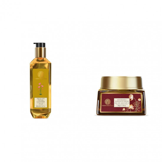 Forest Essentials Kashmiri Saffron and Neem Delicate Facial Cleanser, 200ml & Forest Essentials Soundarya Radiance Cream With 24K Gold & SPF25 (2020) 50g