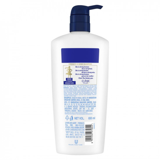 Clinic Plus Strength & Shine, Shampoo, 650ml, with Egg Protein, All Hair Types, for Women & Men